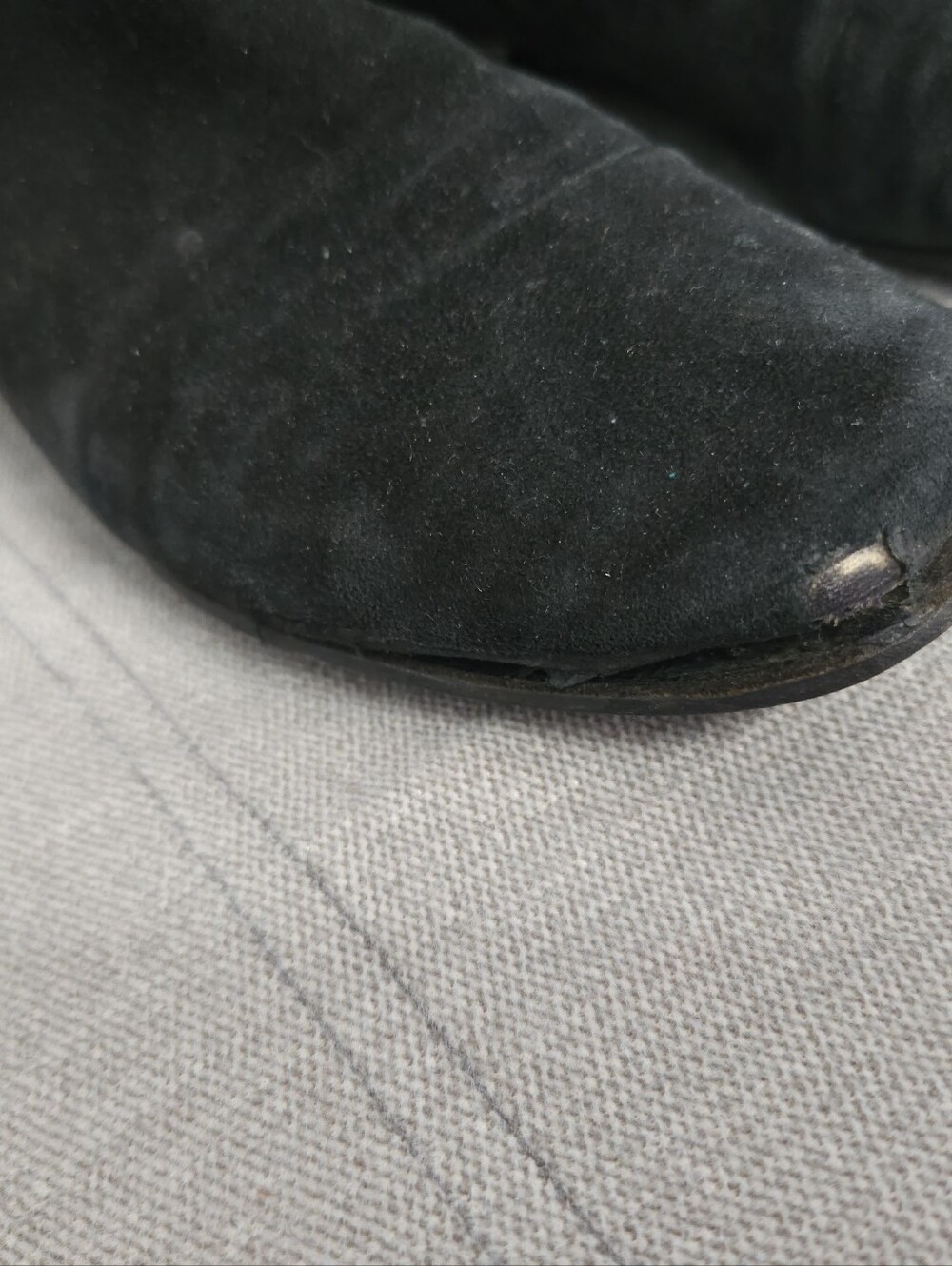 Tory Burch Black Suede Knee-High Boots with Logo Medallion - Picture 4 of 9